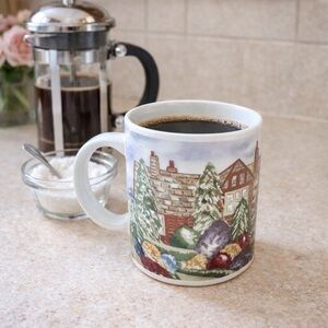 🍓 5 FOR $40 Gibson Housewares Collectible Coffee Cup Cottage Evergreen Trees